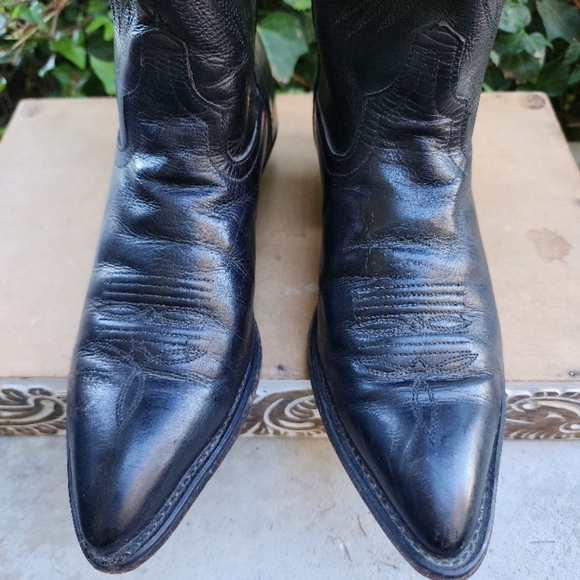 Code West Vintage Black Leather Cowboy Boots - Picture 7 of 9